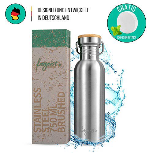freigeist ESPRIT LIBRE freigeist Trinkflasche Edelstahl 750 ml einwandig | Sportflasche BPA-frei dicht | Auslaufsichere Outdoorflasche mit Bambusdeckel (matt)