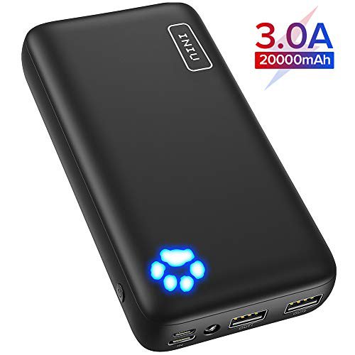 INIU Powerbank, 20000mAh Power Bank, Dual 3A High-Speed Ausgänge Tragbar Externer Akku, mit Type C & Micro USB Eingängen, Akkupack für iPhone 11 X Pro 8 Samsung Galaxy S10 Note 10 iPad Huawei etc.