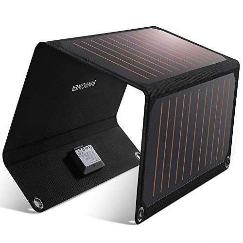 RAVPower Solar Ladegerät,  21W Solarladegerät Outdoor, 2 Port USB Solarpanel Handy Ladegerät, Leicht, Faltbar, Wasserdicht, Kompatibel mit Allen Handys, iPad, Kamera, Tablet usw.