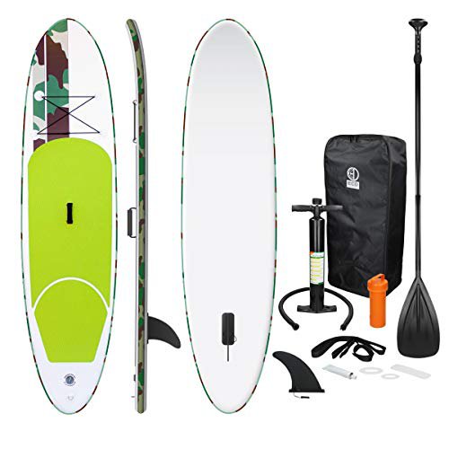 ECD Germany Aufblasbares Stand Up Paddle Board | 308 x 76 x 10 cm | Grün | PVC | bis 120kg | inkl. Pumpe Tragetasche und Zubehör | SUP Board Paddling Board Paddelboard Surfboard | verschiedene Modelle