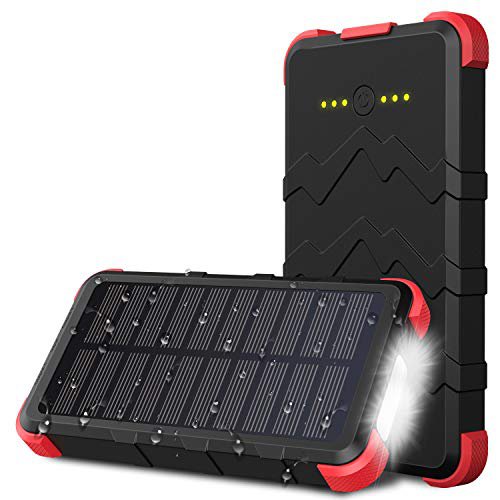 OUTXE Outdoor Powerbank Solar 10000mAh USB C IP67 Wasserdicht Akkupack Solar Ladegerät mit Taschenlampe