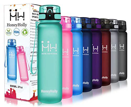 HoneyHolly Sport Trinkflasche Auslaufsicher BPA-frei Sportflasche Kunststoff mit Filter 1L, Tritan Wasserflasche kohlensäure geeignet Für Kinder, Schule,Fahrrad,Gym,Yoga, Camping