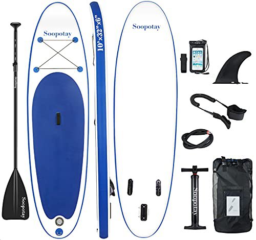 SOOPOTAY Soopotay Stand Up Paddle Board, aufblasbares Paddelboard für Erwachsene, aufblasbares Paddelbrett, 25,4 x 81,3 x 15,2 cm, iSUP Paket mit allem Zubehör
