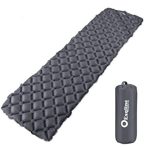 Exqline Camping Isomatte Kleines Packmaß,Ultraleicht Wasserdicht Isomatte Aufblasbare Luftmatratze Camping für Outdoor, Wandern und Backpacking(Grau,190 * 58 * 5cm)