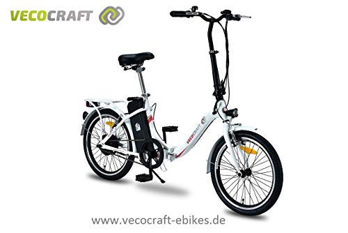 VecoCraft Nemesis, Elektrofahrrad, Klapprad, E-Faltrad, Ebike, 36V 250W, 20 Zoll, Farbe: weiß