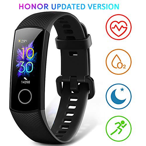 HONOR Honor Band 5 wasserdichter Bluetooth Fitness Aktivitätstracker mit Herzfrequenzmesser, AMOLED-Farbdisplay, Touchscreen, Meteorite Black