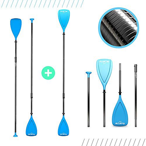 Bluefin SUP Unisex-Adult SUP Fiberglas-Paddel, Schwarz/Blau, 3-teilig 170 cm - 220 cm