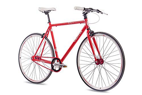 CHRISSON 28 Zoll Fixie Singlespeed Retro Fahrrad FG Flat 1.0 rot 59 cm Urban Old School