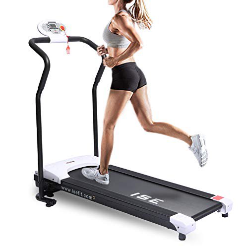 ISE Laufband klappbar Heimtrainer 750W 10KM/H für GEH-und Lauftraining mit LCD Bildschirm,verstellbar Programmen&Anti-Interferenz,inkl.Zeit,Geschwind,Entfernung,Kalorienverbrauch für zuhause