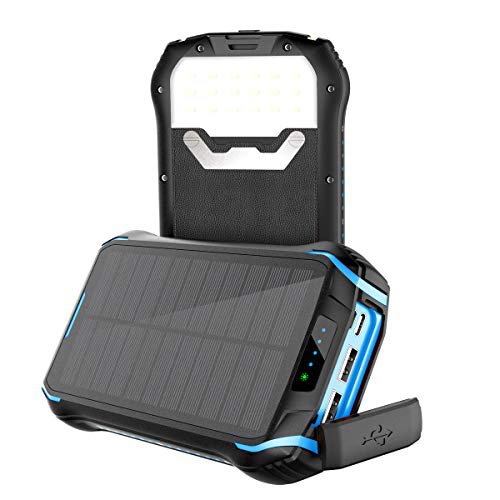 Soluser Powerbank Solar Wasserdicht 26800mAh Tragbares Handy Solarladegeräte mit 2 Eingangsports und 3 USB Ausgängen,  Hohe Kapazitäts Externer Akku für Unterwegs, Ausflüge