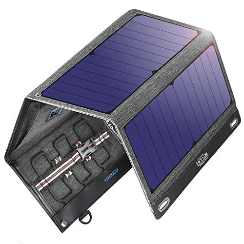 VITCOCO Solar Ladegerät Solarpanel Tragbar 29W Solar Powerbank with Dual USB Ports 12V DC Eingangsspannung Outdoor Solarladegeräte Wasserdicht faltbar Camping Reisen für Smartphone, Tablet etc.