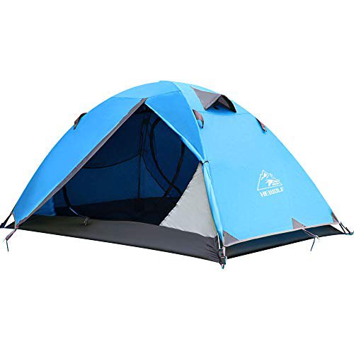 HEWOLF 2 Mann Leichtes Rucksack-Zelt – Wasserdichtes Kuppelzelt Winddicht Camping Wandern Zelt 1–2 Personen Doppelschicht zum Klettern Angeln Survival Festivals Familie Kurze Wochenenden, Lake Bule