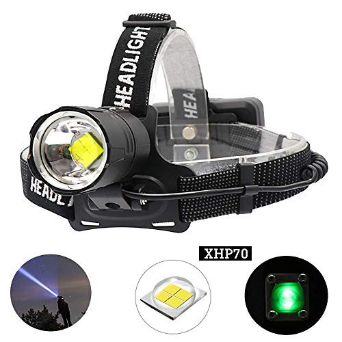 BESTSUN XHP70 Stirnlampe LED wiederaufladbar 10000 Lumen, Arbeit stirnlampe extrem hell Zoomfähige & leistungsstarke Stirnlampen für Höhlenforschung, Angeln, Jagen