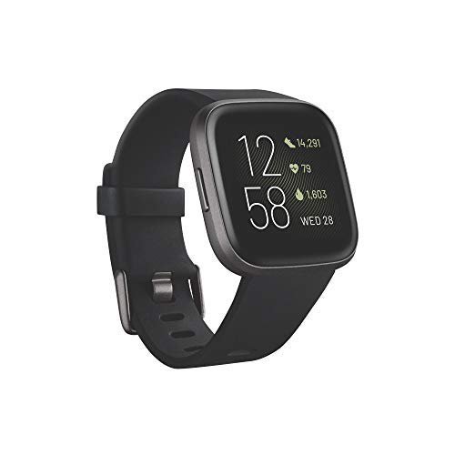 Fitbit Versa 2 – Gesundheits- und Fitness-Smartwatch mit Sprachsteuerung, Schlafindex und Musikfunktion, Schwarz/Carbon, mit Alexa-Integration