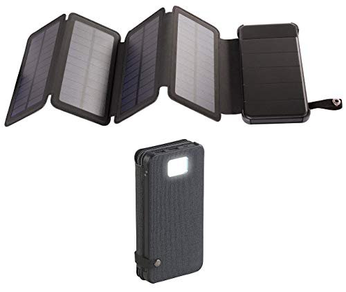 reVolt Solarlader: Solar-Powerbank, faltbares Solarpanel, LED-Lampe, 8.000 mAh, 2,1 A, 5W (Solarladegeräte)