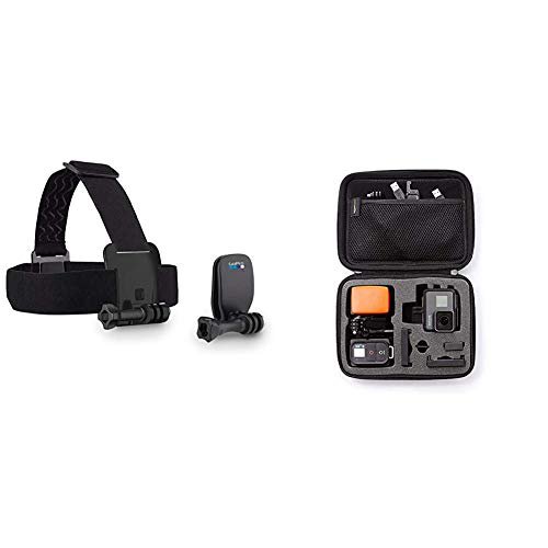 GoPro Kopfband Plus Quick-Clip - geeignet für alle  Kameras (Offizielles -Zubehör) & AmazonBasics Tragetasche für  Actionkameras, Gr. S