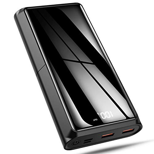 Bewahly Powerbank 20000mAh, USB C Power Delivery 18W PD Externer Akku Hohe Kapazitat Typ C Tragbares Ladegerät mit LED Anzeige [3 Ausgänge & 2 Eingänge] für iPhone, iPad, Samsung, Huawei usw (Schwarz)