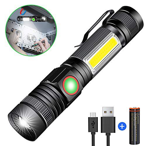 Karrong Taschenlampe LED Magnet USB Aufladbar,  Zoom Taschenlampen 4 Modi für Outdoor Camping