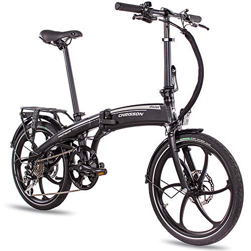 CHRISSON 20 Zoll E-Bike Klapprad eFolder schwarz - E-Faltrad mit Aikema Nabenmotor 250W, 36V, 30 Nm, Pedelec Faltrad für Damen und Herren, praktisches Elektro Klapprad