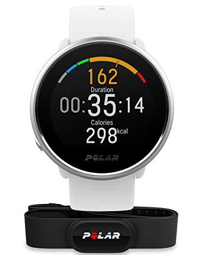 Polar Unisex Ignite HR GPS-Fitnessuhr Weiss - Größe S/M - mit optischer Pulsmessung am Handgelenk und H10 Brustgurt