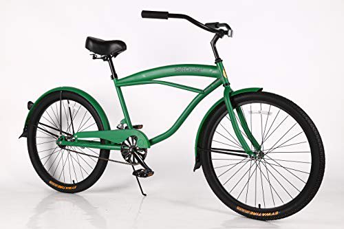 movable Moving Beach Herren Cruiser Bike Coral 26" Stahlrahmen 1-Gang Singlespeed Fahrrad mit Coaster Bremsen und Kickstand breite Reifen, gepolsterter breiter Sattel und weiche Griffe, mit Federung