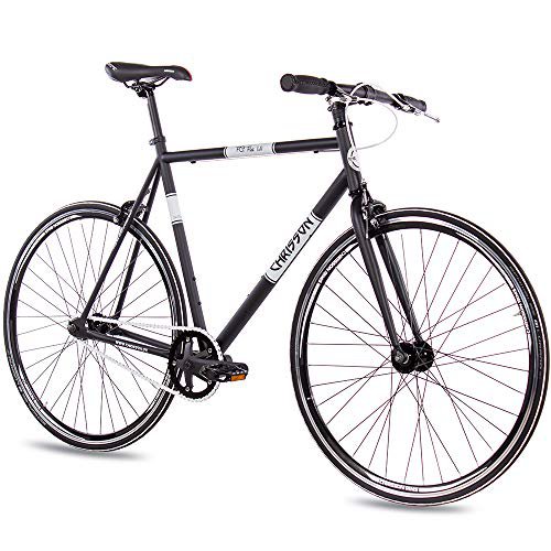 CHRISSON 28 Zoll Vintage Fixie Singlespeed Retro Fahrrad FG Flat 1.0 schwarz 59 cm - Urban Old School Fixed Gear Bike für Damen und Herren
