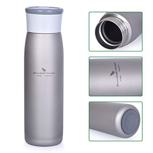 iBasingo 420 ml Titan thermoskanne wasserflasche auslaufsichere isolierflasche Outdoor Camping Weite Mund Sport trinkflasche Kaffee Tee Isolierung kalt Drink Ti15113I