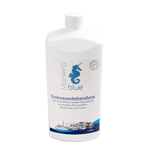 Monerablue 1L Trinkwasser Wasseraufbereitung Konservierung für Camper, Boot, Yacht, Trucks, Wohnmobile, mobile Tanks, Entkeimung, reines Wasser, Tankreinigung, umweltveräglich