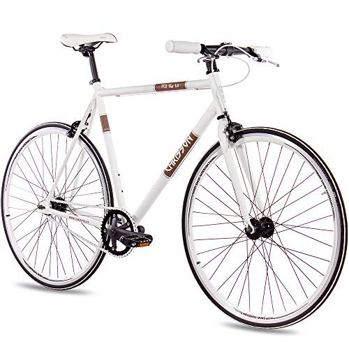 CHRISSON 28 Zoll Vintage Fixie Singlespeed Retro Fahrrad FG Flat 1.0 Weiss 59 cm - Urban Old School Fixed Gear Bike für Damen und Herren
