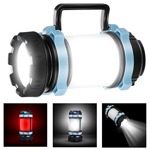 EXTSUD Multifunktionale Camping Lampe 1000 LM Handlampe Tragbare LED Camping Laterne Helle Suchscheinwerfer Led USB Lampe Taschenlamp 4400 mAh wiederaufladbare Power Bank für Nachtfischen,Jagen