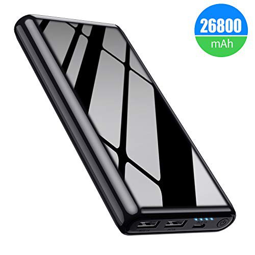 Feob 26800mAh Powerbank【Cooles glänzendes Schwarz】 Hoher Kapazität Power Bank Externer Akku,【Laden Sie 2 Telefone gleichzeitig auf】für Smartphones, Tablets und andere Geräte