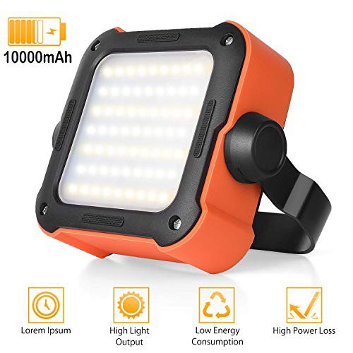 Sunvook LED Arbeitsleuchte Akku,Campinglampe LED USB Wiederaufladbare Tragbar Outdoor Flutlicht mit 10000mAh Powerbank, Notfallleuchte mit 15 Lichtmodi für Stromausfällen, Camping, Werkstatt, Notfall usw