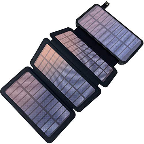 YELOMIN Solar Powerbank 25000mAh Tragbares Solar Ladegerät mit 4 Solarpanels,Outdoor wasserfester externer Akku mit 2 USB Ports für iPhone, Samsung, Android Und Tablet, Kamera usw