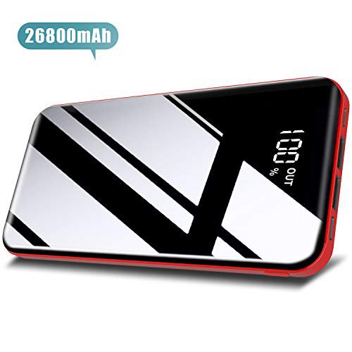Todamay Powerbank 26800mAh Externes Ladegerät Mit LCD Digital Display Ultra Kompakter Batterie Pack 3 Eingängen 2 Ausgängen USB Externer Akku für Handy, Tablet und Mehr USB-Gerät