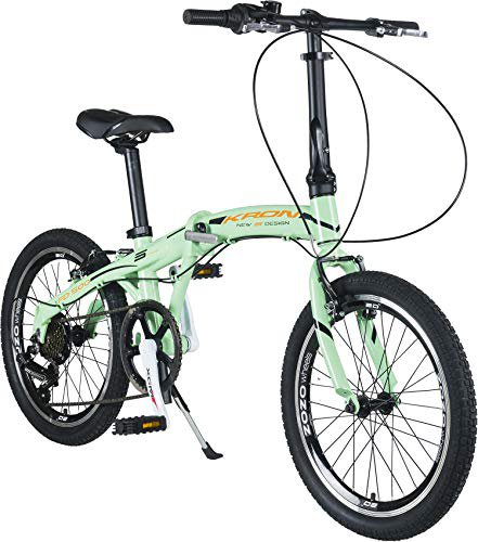 KRON FD-500 Aluminium Klapprad 20 Zoll | Faltrad Shimano 7 Gang-Schaltung 14 Zoll Rahmen | Faltbares Fahrrad mit V-Bremse Grün