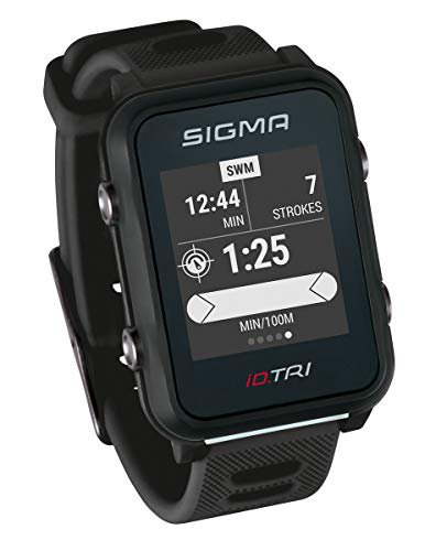 Sigma Sport iD.TRI, GPS Triathlon-Uhr mit Navigation, Smart Notifications, leicht und wasserdicht, inkl. Brustgurt, Geschwindigkeits- und Trittfrequenzsensor sowie Fahrradhalterung