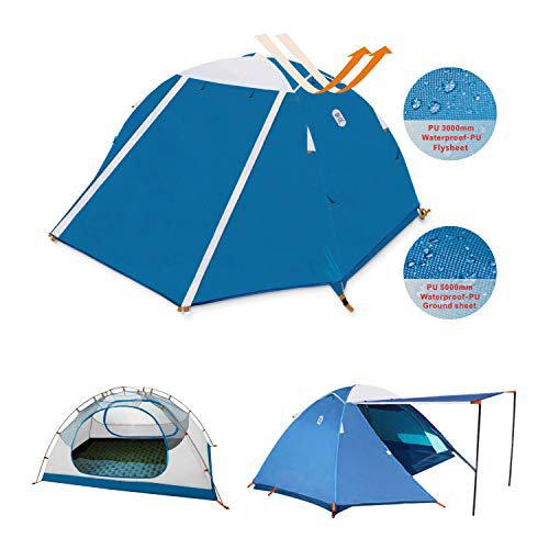Zenph Trekkingzelt 2 Personen Camping 5000 Pu Wasserdicht 4 Saison Zelt,Ultraleicht Zelte Mit Kleinem Packmaß, Camping Zelt Für Trekking, Sun Shelter,Outdoor, Festival.
