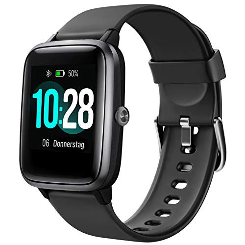Letsfit Smartwatch, 1.3 Zoll Touchscreen Fitness Armbanduhr, Fitness Tracker mit Pulsuhr, IP68 Wasserdicht Sportuhr mit Schrittzähler Schlafmonitor, Smart Watch für Damen Herren für Android iOS