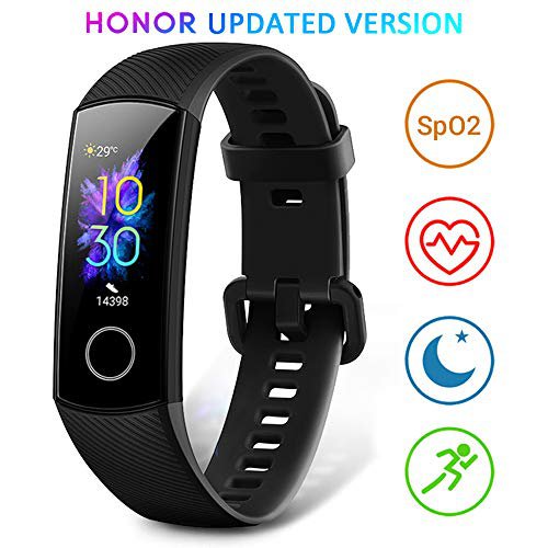 HONOR Band 5 Fitness Armband mit Pulsmesser, Wasserdicht IP68 Pulsuhren Fitness Tracker Aktivitätstracker Schrittzähler Uhr Herren- und Damensmartwatch Anruf Nachrichten beachten Schwarz