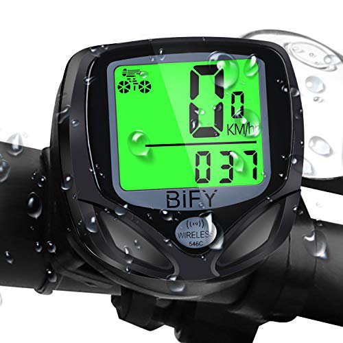 BIFY Fahrradcomputer Kabellos 16 Funktionen wasserdichte LCD Geschwindigkeit Fahrradtacho Radcomputer Tacho,kabelloser Fahrradtacho, Geeignet für alle Fahrradtypen
