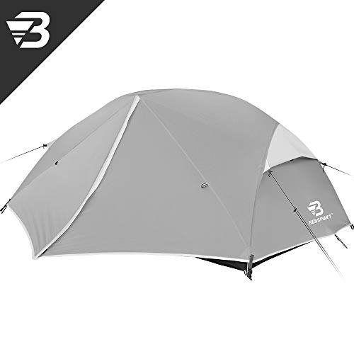 Bessport Ultraleicht Zelte 2-3 Personen, Winddicht &Wasserdicht PU 3000MM+, 3-4 Saison, Kuppelzelt Sofortiges Aufstellen für Trekking, Festival, Camping und Outdoor (3Person-Grey)
