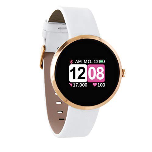 X-WATCH 54035 SIONA COLOR FIT Farb-TFT Damen Smartwatch, Activity Tracker für Android und Apple iOS Pure Polar Weiß