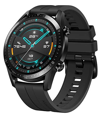 HUAWEI Watch GT 2 Smartwatch (46mm Full-Color-AMOLED, SpO2-Monitoring, Herzfrequenzmessung, Musik Wiedergabe&Bluetooth Telefonie, 5ATM wasserdicht, GPS) Matte Black [Exklusiv+5 EUR Gutschein]