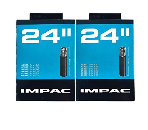 Impac Fahrradschläuche, 2 Stück, 61 cm (24 Zoll), Autoventil, 24 x 1,50-2,35 (40-507/60-507)