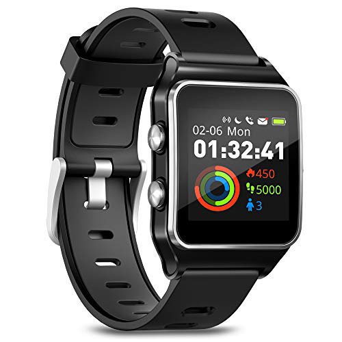 LIDOFIGO Smartwatch Fitness Armbanduhr Pulsuhren Fitness Uhr mit IP68 wasserdicht Smart Watch GPS Sportuhr 17 Sportmodi Schlafmonitor Schrittzähler Voller Touchscreen Smartwatch für Herren Damen Android iOS