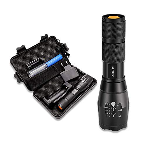 Öuesen LED Taschenlampe, XML-T6 3000 Lumen Wasserdichte Eingebaute Batterie Wiederaufladbare Skalierbar Taschenlampen mit 5 Lichtmodi Extrem Hell für Draussen Wandern Camping[Energieklasse A+++]