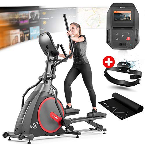 HS HOP-SPORT Hop-Sport Elliptical Crosstrainer HS-300CF Spectre Ergometer mit 34 kg Schwungmasse, integriertem Ventilator + inkl. Brustgurt und Unterlegmatte