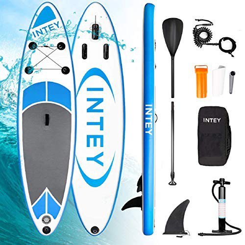 INTEY Aufblasbares SUP Stand Up Paddel Board 305×76×15cm,ISUP Surf Board mit Luftpumpe,Verstellbarem Paddel,Sicherheitsleine,Tragetasche und Reparaturset