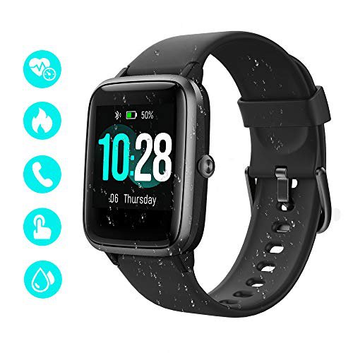 BYTTRON Smart Watch, wasserdichter Smartwatch bunter Fitness Tracker mit vollem Touchscreen, Herzfrequenz, Schlafverfolgung, Schrittzähler, Anruf SMS Erinnerungsaktivitäts Tracker für Android iOS (Schwarz)
