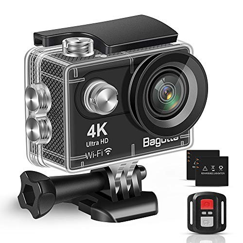 Bagotte Action Cam 4K WiFi Unterwasserkamera 30M Wasserdicht 16MP Ultra HD Sport Kamera Geeignet für Reisen Outdoor-Sportarten mit 2*Herausnehmbarer Akkus und Zubehör